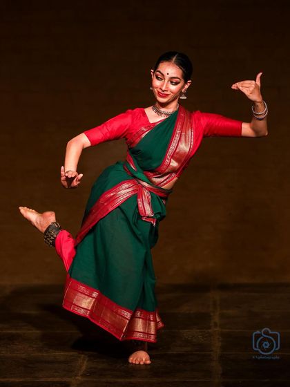 The beauty of Bharatanatyam lies in its combination of strong postures and delicate expressions. This photo from Natanakairali captures that balance.