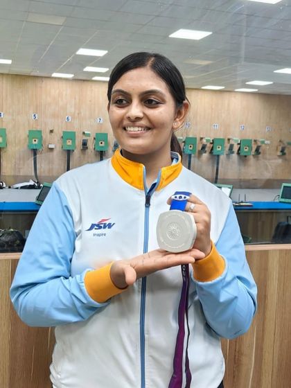 Divya T.S. with her Asian Games silver medal.