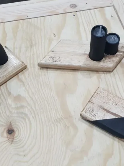We love a challenge, and turning factory waste into thoughtful corporate gifts for Ola was a fantastic project that combined design, woodworking, and metalworking.