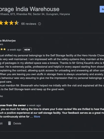 This review emphasizes the peace of mind our service provides. The client was impressed with our well-maintained facility, safety systems, and the professional, helpful conduct of our site supervisor.