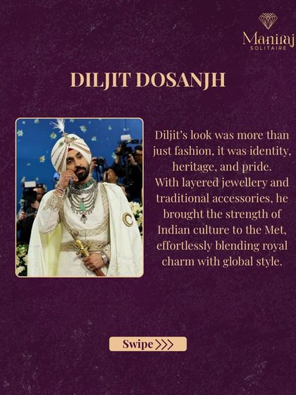 Diljit Dosanjh's look was more than just fashion; it was about identity, heritage, and pride. With his layered jewellery and traditional accessories, he brought the strength of Indian culture to the Met.