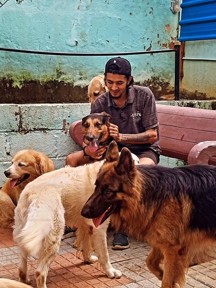 Another one of our team members getting all the attention from the pack.