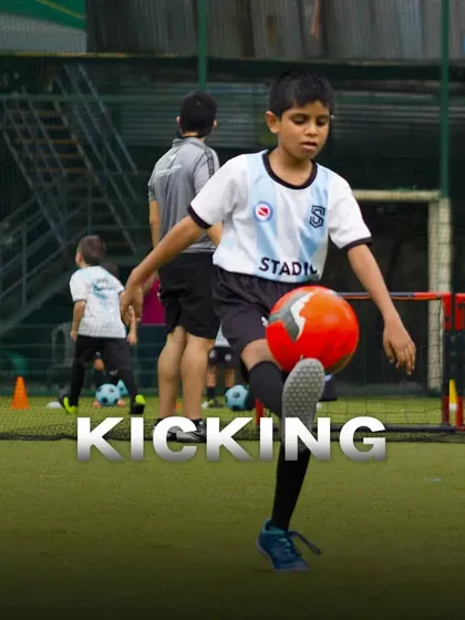 A young athlete practices his kicking technique. I focus on developing power and precision in every aspect of the game.