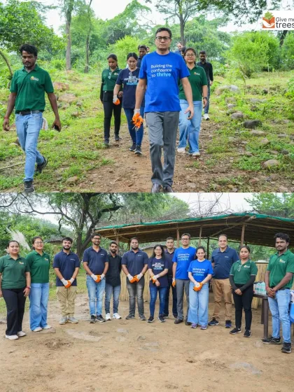 The team from Marsh India Insurance Broker Pvt. Ltd. ready for a day of planting. We start with a briefing and a nature walk before getting our hands in the soil.