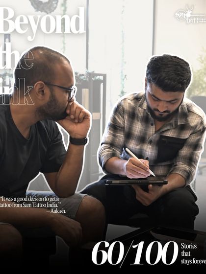 "It was a good decision to get a tattoo from Sam Tattoo India." Aakash, a happy client, during his design consultation.