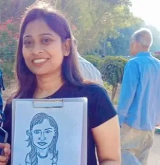 A close up of Chaitanya. Her smile is lovely.