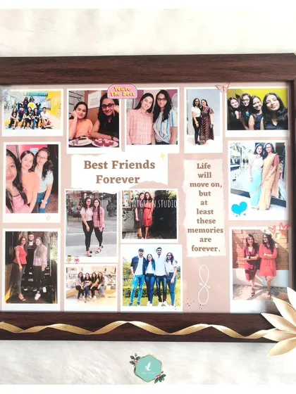 Celebrate your friendship with a custom photo collage frame. We gather your wildest memories and inside jokes into a beautiful display, creating a constant reminder of the special bond you share. It's the perfect gift for your best friend.