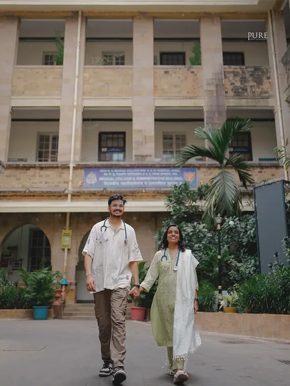 Your story is unique, and your photoshoot should be too. For Anusha and Nikit, we returned to the Mumbai medical college where they met, incorporating stethoscopes and their shared history into a deeply personal pre-wedding session.