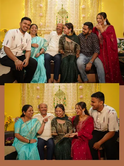 A family that laughs together, stays together. This single frame from Pranali's Mehendi ceremony is full of life, capturing the shared happiness and teasing that makes these gatherings so special. My goal is always to document the entire family's story.
