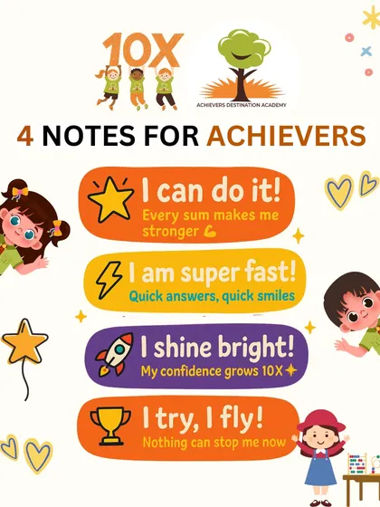 These are the four notes that guide every achiever at our academy. We instill a mindset of self-belief, speed, confidence, and perseverance. It’s our formula for helping every child believe, "I can do it!"