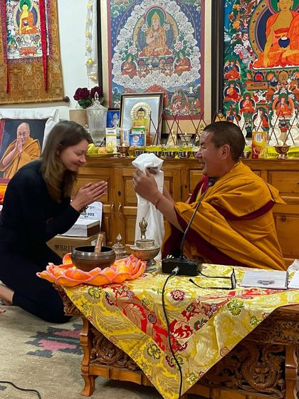Receiving a blessing from my teacher, Geshe Tsering. On Guru Purnima, I thank all my teachers for bringing light to my path. The best gift I can give them is to keep practicing and be a compassionate human.
