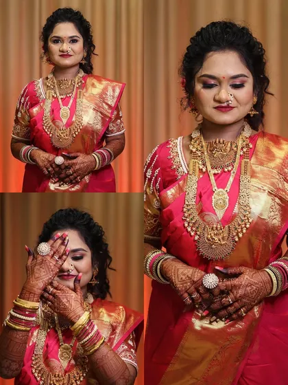 A collage showing different expressions of the bride, capturing her joy and beauty on her special day.