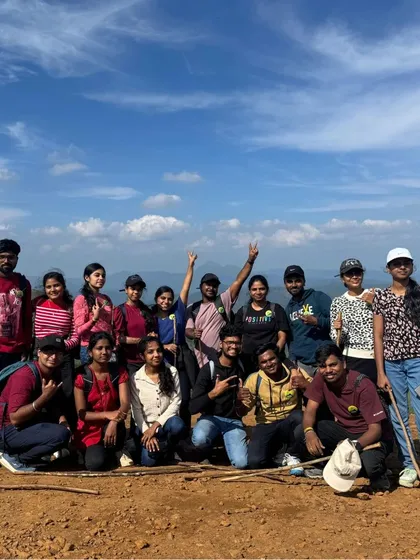 A group of trekkers with their walking sticks, which are a great support on the steep trails of the Western Ghats.