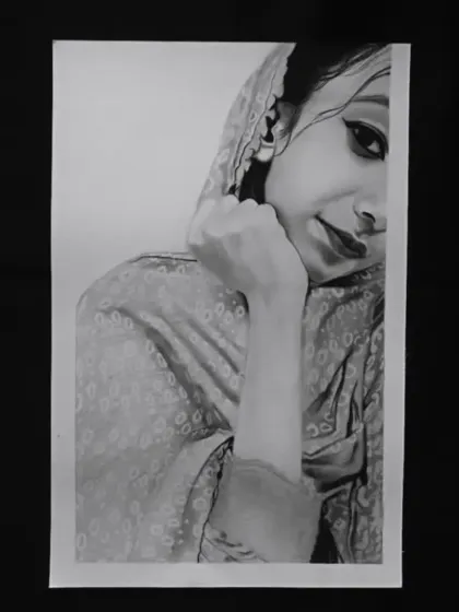 This A4 portrait was a paid commission from West Bengal. I used a half-hidden face composition to create a sense of mystery and artistry.