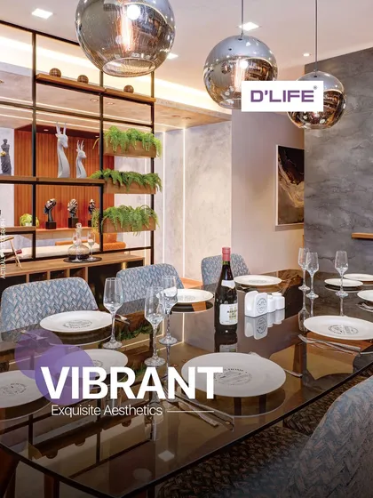 This vibrant dining space, with its unique lighting and patterned chairs, exemplifies the exquisite aesthetics and sophisticated comfort I bring to my designs.