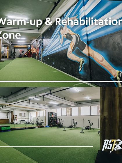 Our Warm-up and Rehabilitation Zone is a critical space. It is where athletes prepare their bodies for intense work and where they focus on recovery and corrective exercises to prevent injuries.