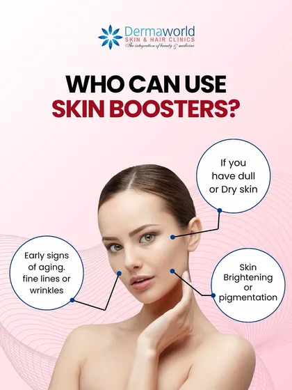 Skin boosters are a great option if you are dealing with dull or dry skin, early signs of aging, or pigmentation. They are micro-injections of hyaluronic acid that deeply hydrate the skin from within, improving texture and restoring a natural radiance.
