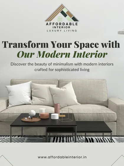 We transform spaces with modern, minimalist interiors that are sophisticated and designed for today's lifestyle, as highlighted in this graphic.