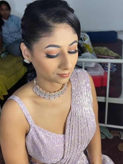 The final look is soft, dreamy, and perfect for a modern event.