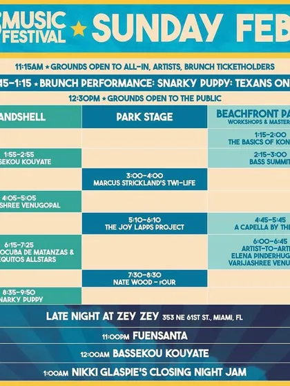 The detailed schedule for the GroundUP Music Festival. I was thrilled to not only perform with my band but also participate in an artist-to-artist session.