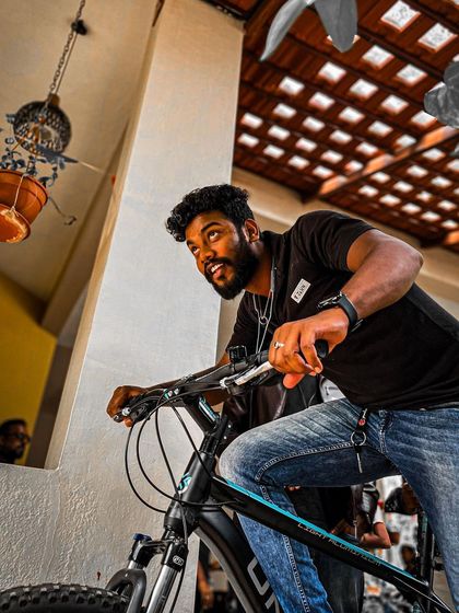 An attendee checks out a bike at one of the stalls. The Garage Sale is a great place to find your next ride.