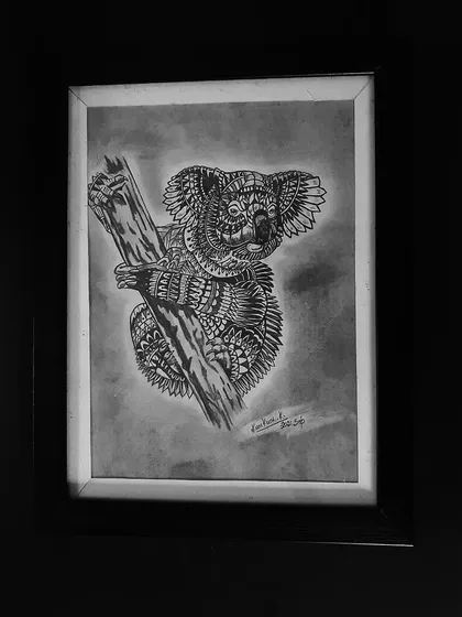 A collection of my other framed A4 size zentangle and sketch artworks, including various animals and patterns.