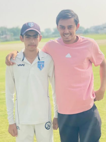 Another picture celebrating Shubham Shokeen's successful debut in the DDCA Premier Division.