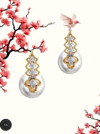 A quiet luxury, inspired by nature. This design borrows from the rhythm of cherry blossoms, pairing bold pearls with sculpted gold and natural diamonds to create something truly timeless.