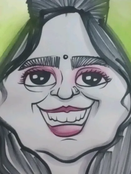 A close-up of a caricature from a first birthday party in Magarpatta City. The details and shading bring the character to life.