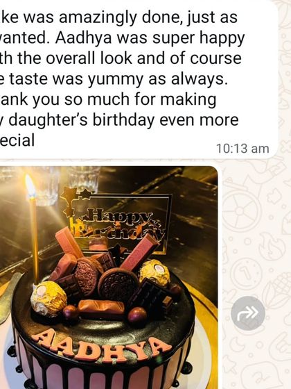"Aadhya was super happy with the overall look and of course the taste was yummy as always." A happy review from a repeat client.