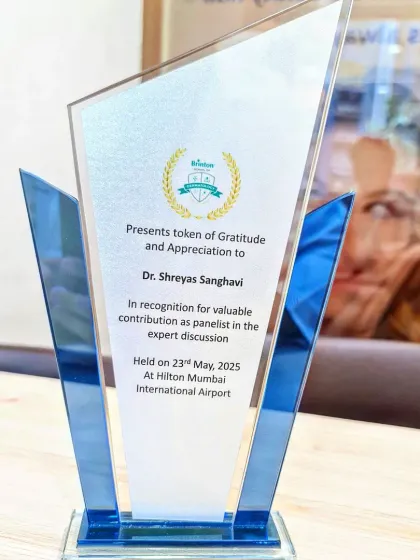 A close up of the token of appreciation I received for my contribution as an expert panelist. It's rewarding to be recognized for my work in the field of hair loss management.