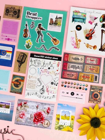 The Music themed journaling kit, perfect for creating spreads about your favorite songs, artists, or concerts.