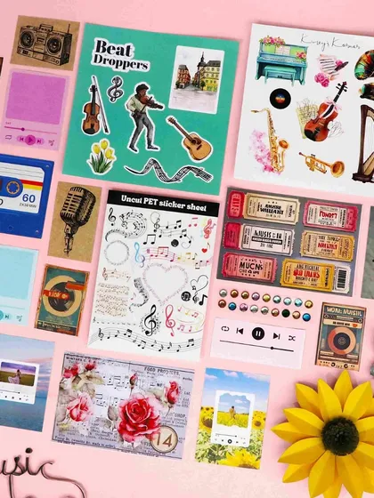 The Music themed journaling kit, perfect for creating spreads about your favorite songs, artists, or concerts.