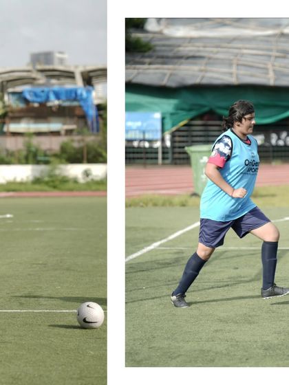 An action shot from the SIS Powerplay tournament, showing our player's agility and on-field awareness.