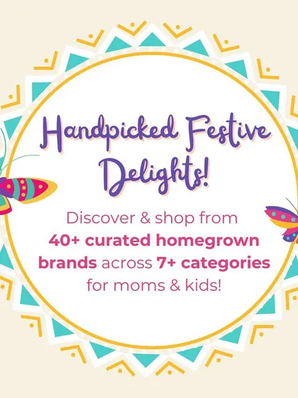 A graphic emphasizing the "Handpicked Festive Delights" from over 40 curated homegrown brands.