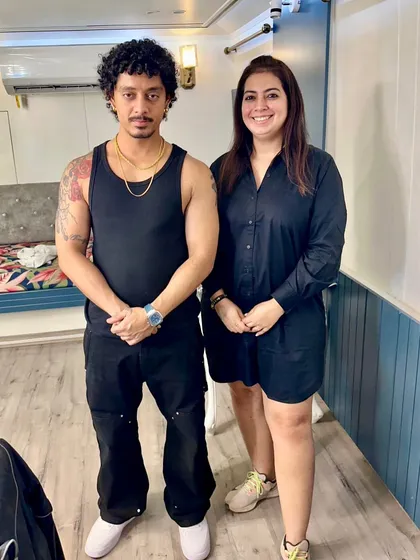 A behind-the-scenes shot with Hanumankind on the set of the Squid Game x Netflix promo. It was an incredible experience bringing this character to life.