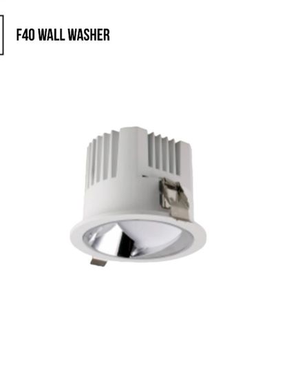 The F40 Wall Washer is designed for asymmetric illumination. It casts a wide, even spread of light across a vertical surface, perfect for highlighting textured walls or architectural features.