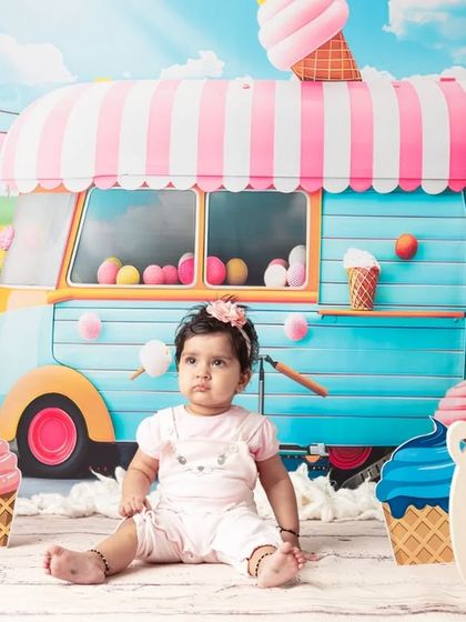 A series of shots from an adorable ice cream themed session, perfect for celebrating a first birthday with lots of color and sweetness.