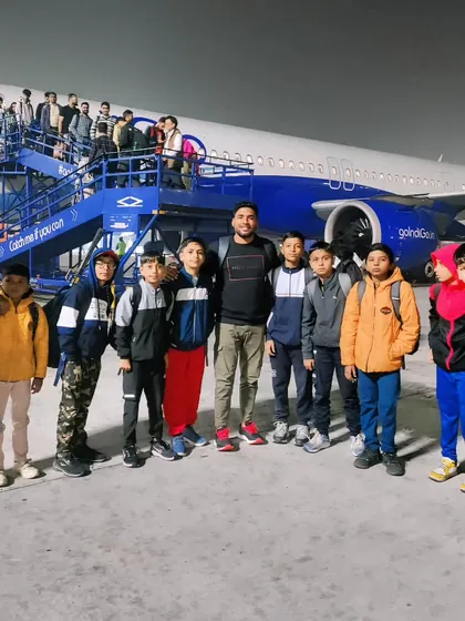 Our team arriving in Pune for the KBD Juniors National Finals. We don't just compete locally; we prepare our players to perform on the biggest national stages.