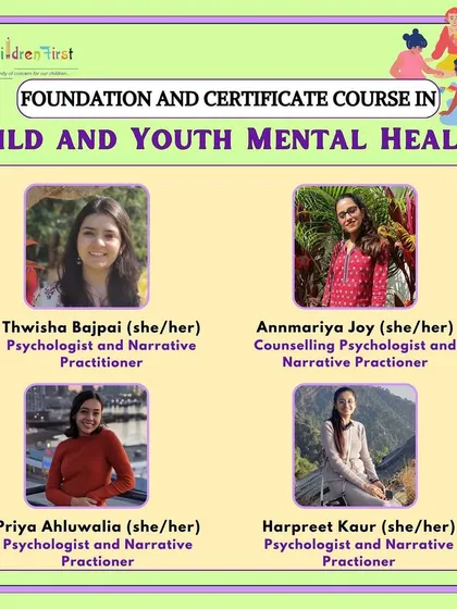 Our CYMH faculty includes a diverse group of psychologists and narrative practitioners. This image introduces more of the experts who contribute their specialized knowledge to the course.