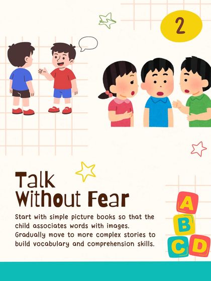 Confident speakers are not afraid to ask questions or share their ideas. I help children learn to talk without fear by starting with simple picture books and gradually building their vocabulary and comprehension skills.