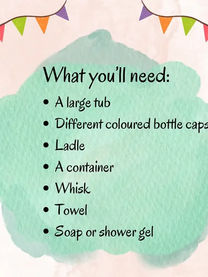These infographics show the variations, materials, and instructions for the "Bubble Soup" activity, a fun way to develop pincer grip and problem-solving skills.