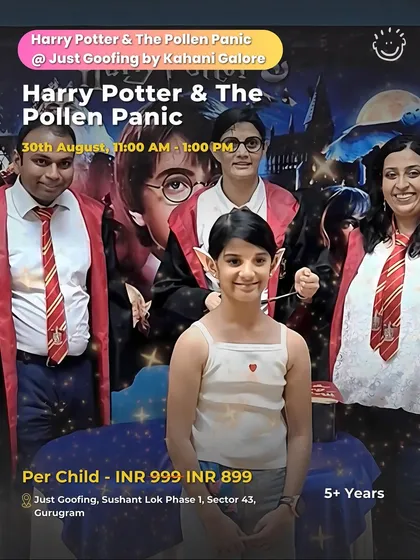 A poster for the Harry Potter-themed event at Just Goofing, a magical experience for kids aged 5 and up.
