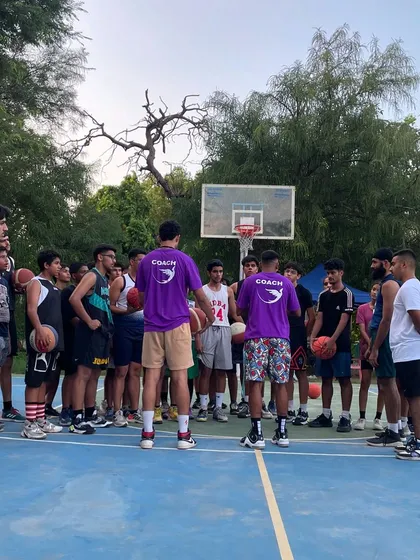 The whole group gathered around for instruction. We are all students of the game.