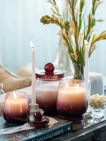 Luxury is not always loud. Sometimes, it is perfectly still and calming. My Opulent Oud collection, with its deep red ombre glass, is designed to be deeply inviting, perfect for a quiet summer afternoon.