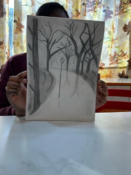 Another amazing piece from our 4-day course, a moody path through the woods.