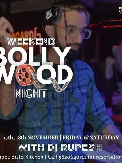 Poster for a weekend Bollywood Night at Kubec Bistro Kitchen. I'm available for gigs at various clubs and resto-bars across Mumbai.