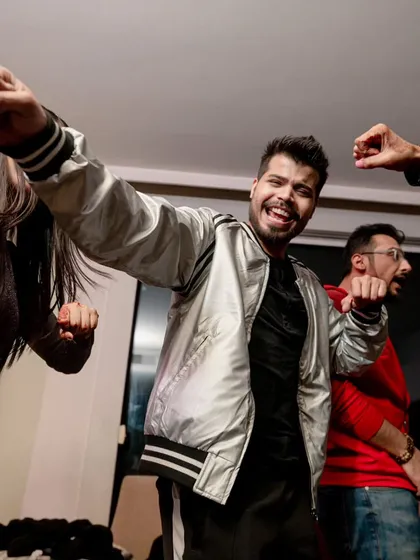A candid shot from a dance party. Our goal is to get everyone dancing, even after the performances are over.