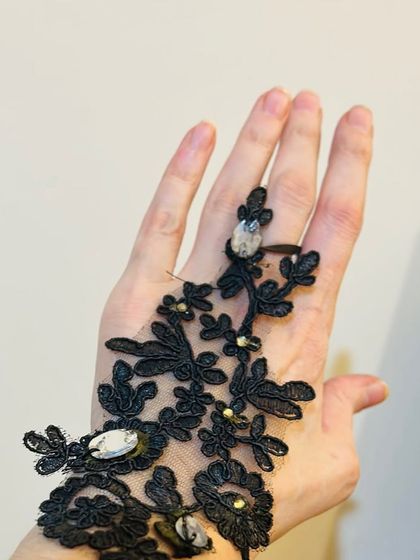 The details make the outfit. I had these custom lace gloves created to perfectly match the intricate details on my client's masquerade mask and gown.