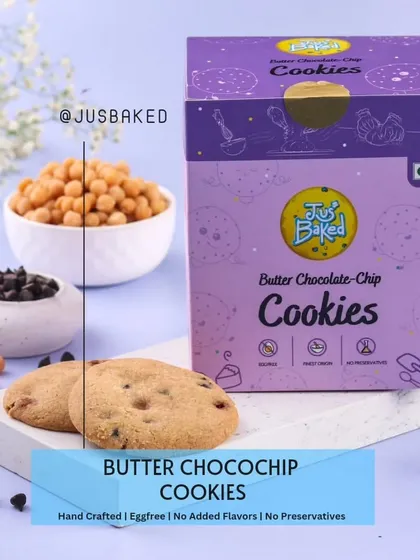 A closer look at our Butter Chocochip cookies, made with chickpeas for a unique, wholesome twist.